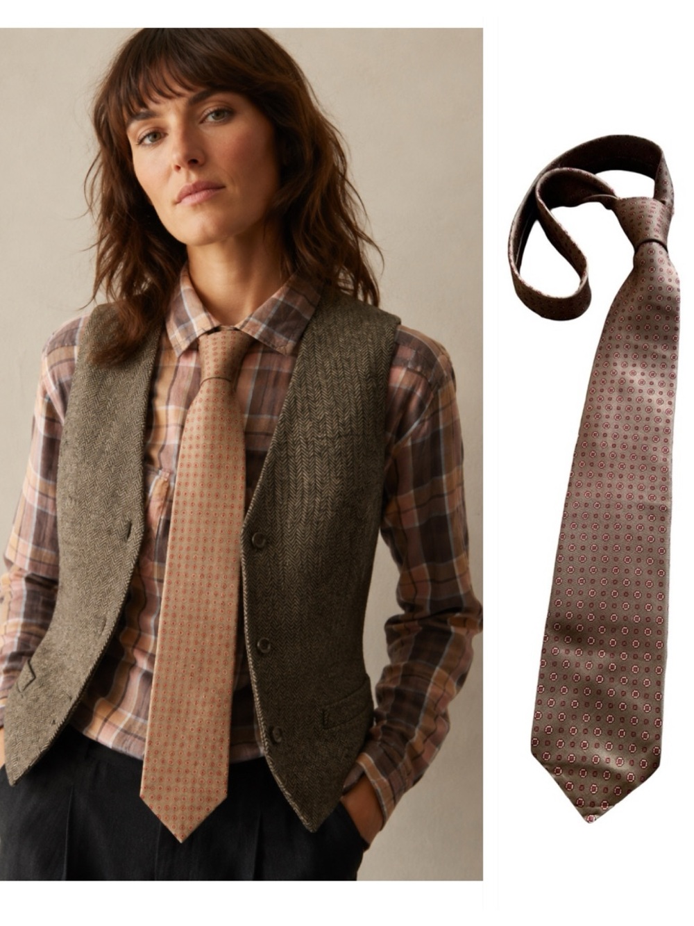 Vintage Men’s Wembley Tan Pattern Dot Tie